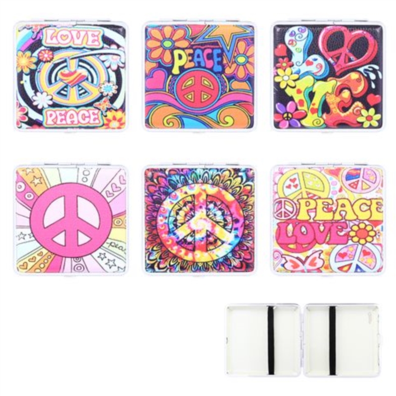Etui pour cigarettes en métal décors Peace & Love 6/120