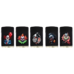 Briquet Atomic jet flamme décors Clowns noir et argenté 25/500