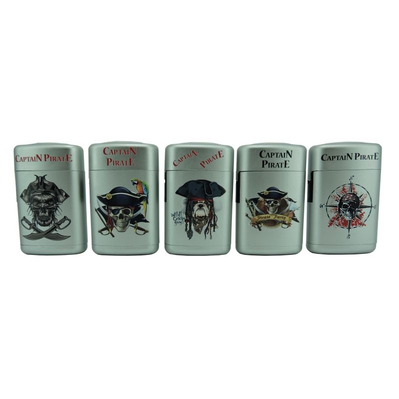 Briquet Atomic jet flamme décors Pirates argenté 25/500