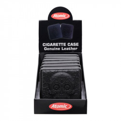 Etui pour 18 cigarettes en cuir noir décors relief La Catrina 6/240