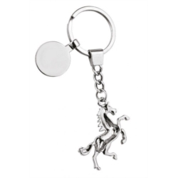 Porte clés en métal chromé Cheval et strass 110x35x6 mm