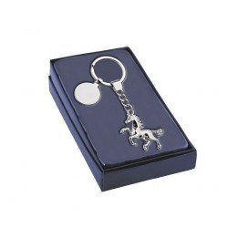 Porte clés en métal chromé Cheval et strass 110x35x6 mm