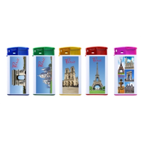 Briquet large electronic blanc top couleurs décors Paris Monuments/25