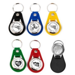 Porte-clés en métal et PVC avec jeton caddie Bretagne Logos