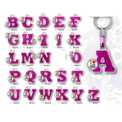 Porte-clés en métal forme Alphabet rose et bleu Bretagne Logos