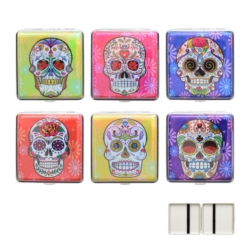 Etui pour 18 cigarettes métal décors métallisés La Catrina  6/240