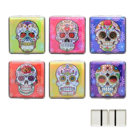 Etui pour 18 cigarettes métal décors métallisés La Catrina  6/240