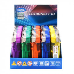 Briquet Atomic électronique F10 recharg transparents assortis 50/1000