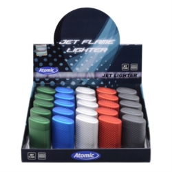 Briquet Atomic jet flamme gommes 5 coloris métallisés assortis 25/500