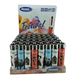 Briquet Atomic festival pierre rechargeable Alsace /48