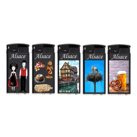 Briquet Atomic large plastique noir décors Alsace