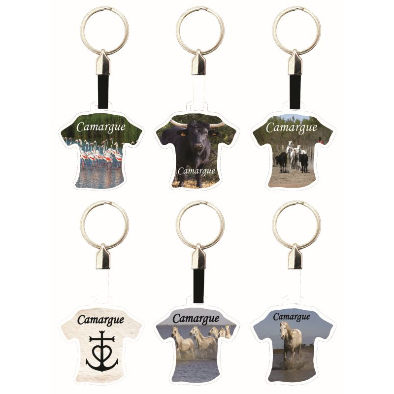 Porte-clés en métal forme Tee-shirt Camargue 