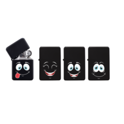 Briquet Atomic essence métal noir décors Mood