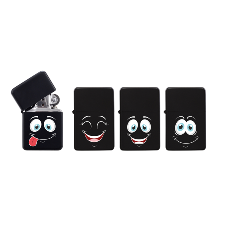 Briquet Atomic essence métal noir décors Mood