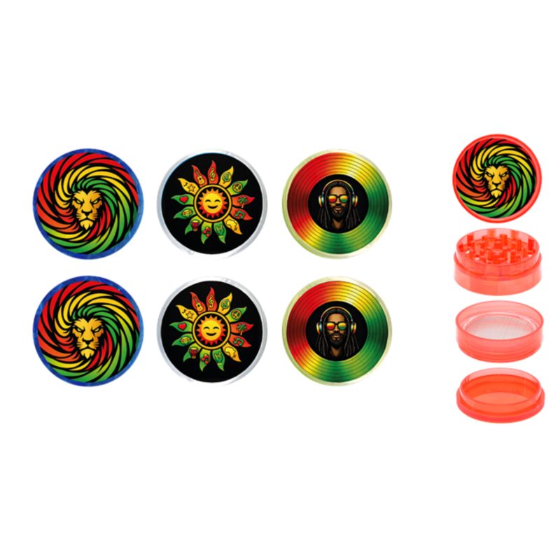Broyeur à tabac plastique 50mm 4 parts décors Reggae 12/240