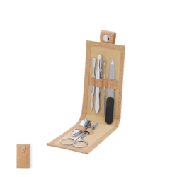 Set de manucure liège 6 accessoires acier inodydable 6x11x2 cm