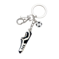 PORTE-CLEFS METAL CHROME FORME CHAUSSURE DE FOOT AVEC BALLON