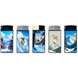 Briquet Atomic large noir avec top de couleurs Montagne