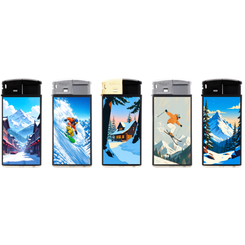 Briquet Atomic large noir avec top de couleurs Montagne