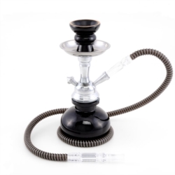 NARGUILE 25 CM 1 TUBE TRANSPARENT NOIR 1/24