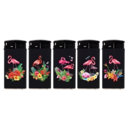 Briquet Atomic Large électronique gomme noir flamant rose 25/500