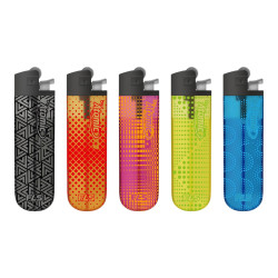 Briquet pierre FLS jetable décor 2 tons transparent -...