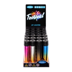 Briquet Atomic Festival jet flamme métallisé 2 tons assortis 24/480