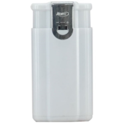 BRIQUET ATOMIC 2 FLAMMES TURBO/PIEZO BLANC OPAQUE 25/800*