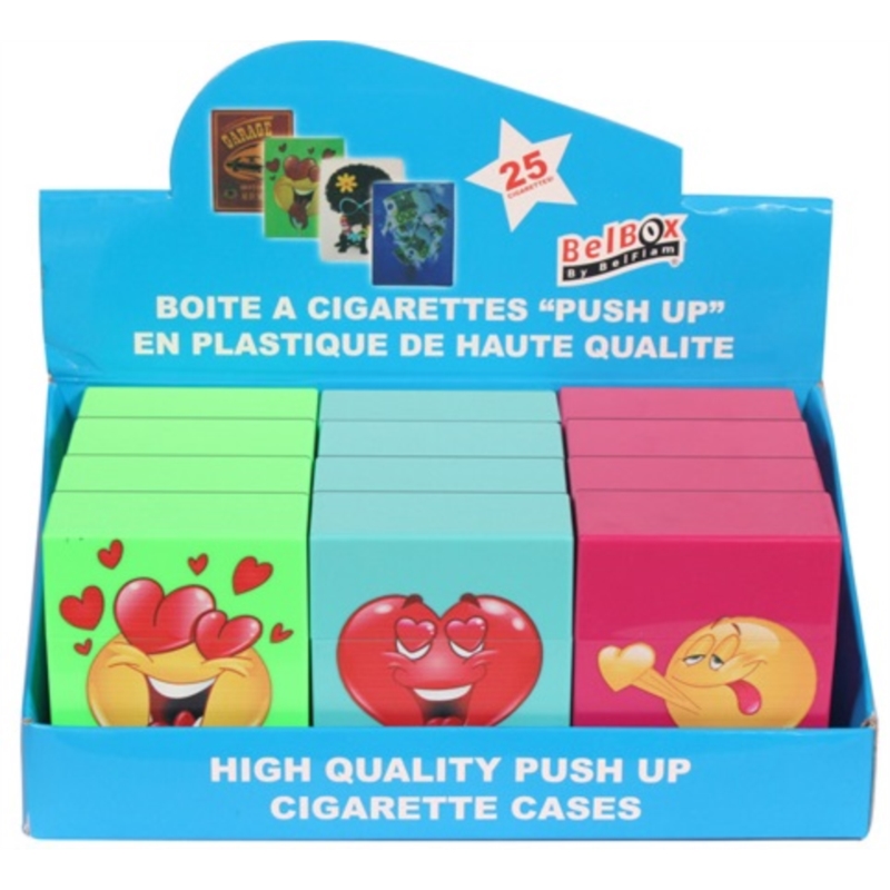 BOITE POUR 25 CIGARETTES DECORS FUNNY FACES IN LOVE 12/144