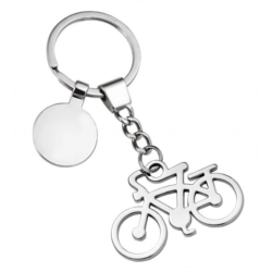 Porte-clés métal chromé vélo avec jeton 100x35x7 mm