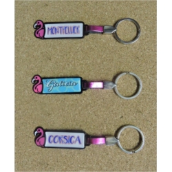 Porte clés flamant rose avec doming personnalisable 