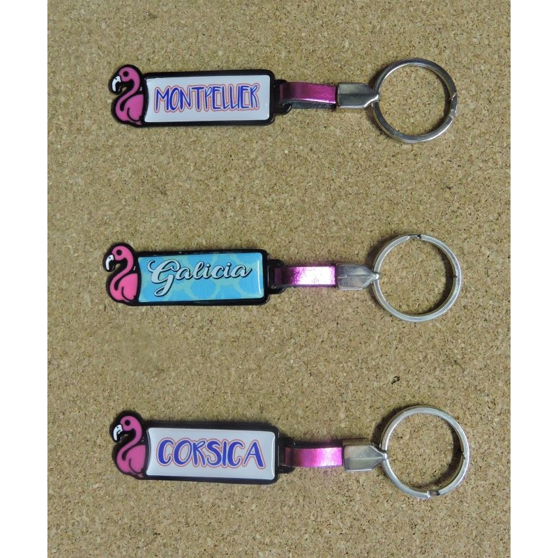 Porte clés flamant rose avec doming personnalisable 