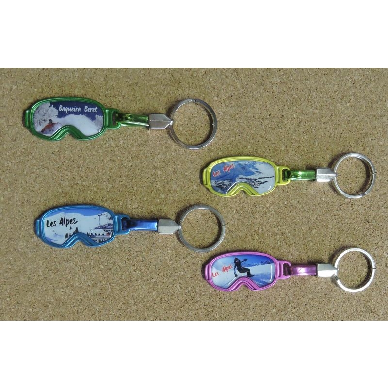 Porte-clés forme Lunettes de ski avec doming personnalisable