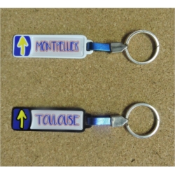 Porte clés plaque avec 2 doming personnalisables