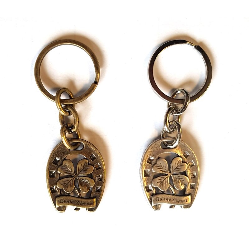 Porte-clés bronze et silver veilli Trèfle