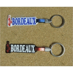 Porte clés métal Bordeaux avec bouteille de vin