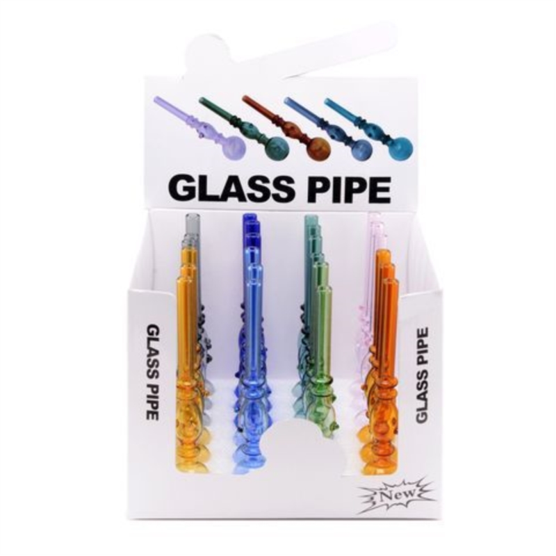 Pipe à tabac en verre basique 8 coloris assortis 24/288