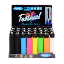 Briquet Atomic festival pierre rechargeable rubber assortis 24/576