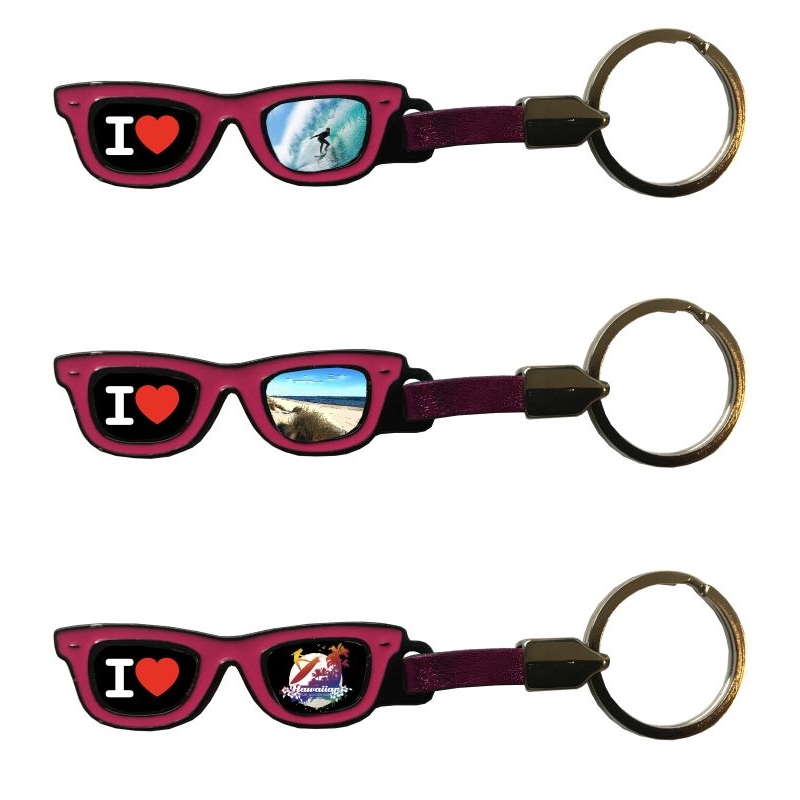 Porte clés métal forme de lunettes de soleil 