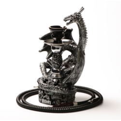 NARGUILE 45 CM 2 TUBES NOIR DRAGON 1/6