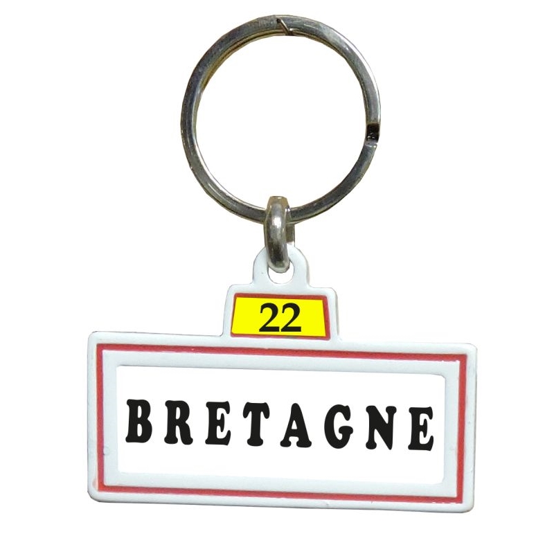 Porte-clés en métal plaque de ville décors Bretagne & Breizh