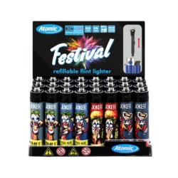 Briquet Atomic festival pierre rechargeable décors Joker 48/1152