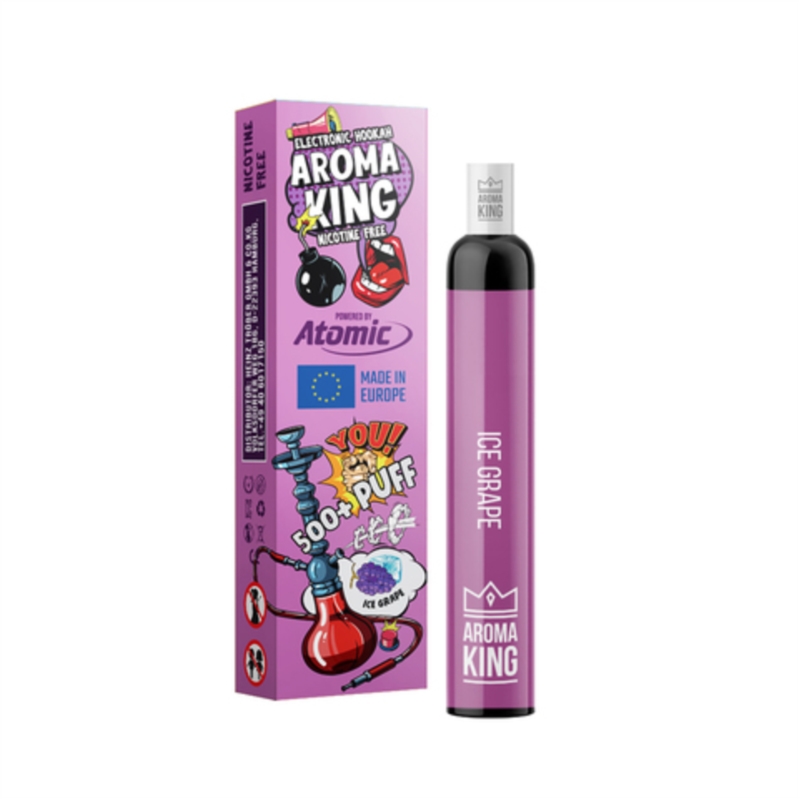 E-Shisha jetable zéro nicotine 500 bouffées parfum Raisin 10/600