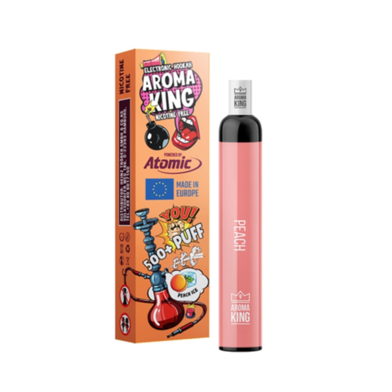 E-Shisha jetable zéro nicotine 500 bouffées parfum Pêche 10/600