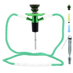 Kit de voyage pour narguilé vert 2 tubes en alu + accessoires 1/24