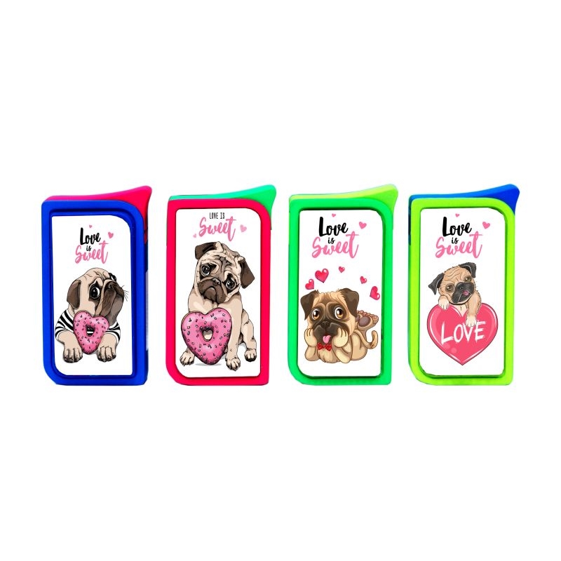 Briquet Atomic doming piézo néon Chien Love 13/260