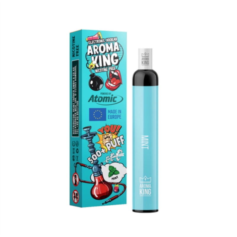 E-Shisha jetable zéro nicotine 500 bouffées parfum Menthe 10/600