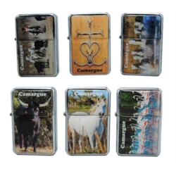 Briquet metal essence doming camargue + texte