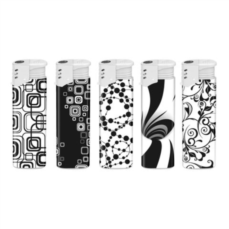 Briquet Atomic turbo flamme plastique décors Black & White 50/1000