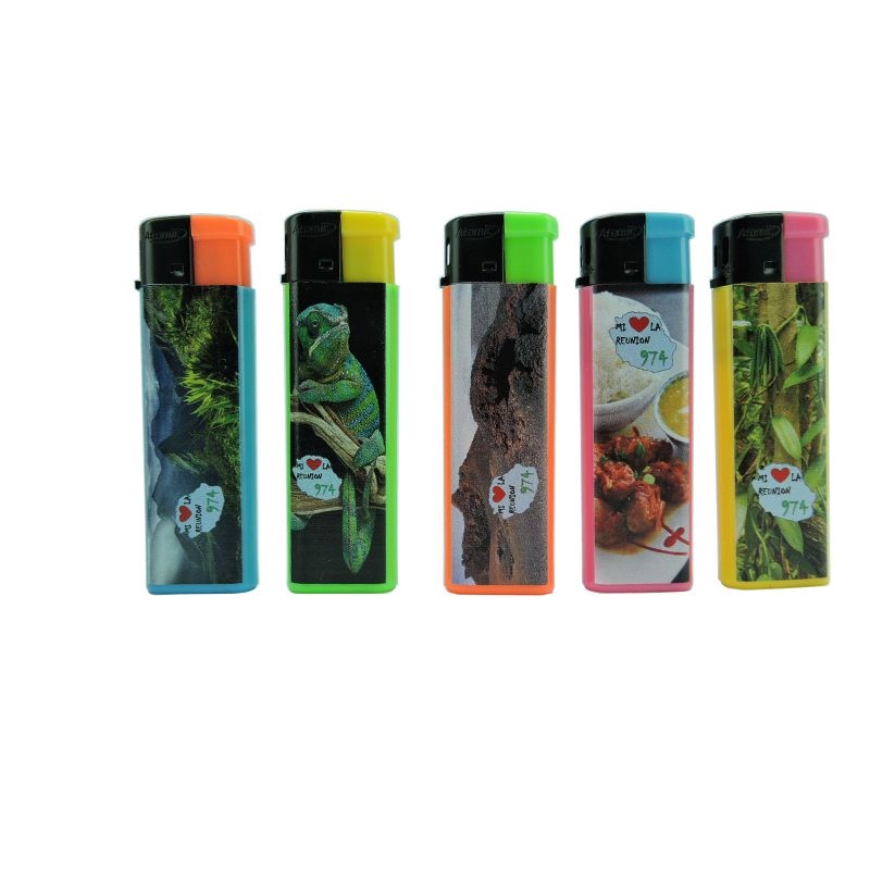 Briquet Atomic électronique plastique néons décors La Reunion - 3607005